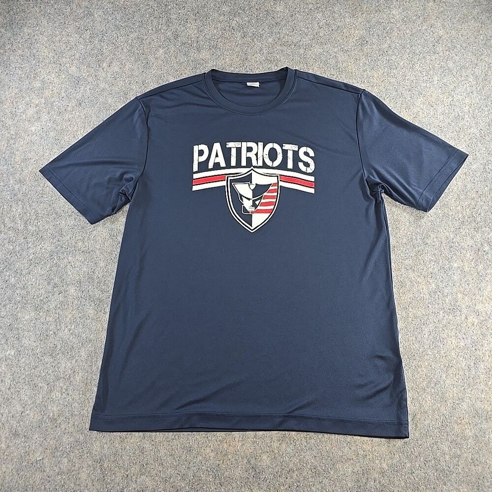 SportTek New England Patriots Performance T-shirt Shirt Mens L Blue Football NFL